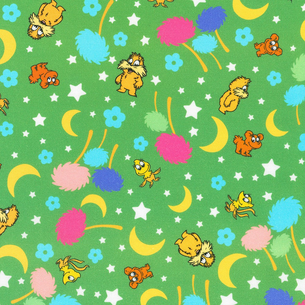 Little Seuss Quilt Fabric - The Lorax in Green - ADED-23529-7 Green