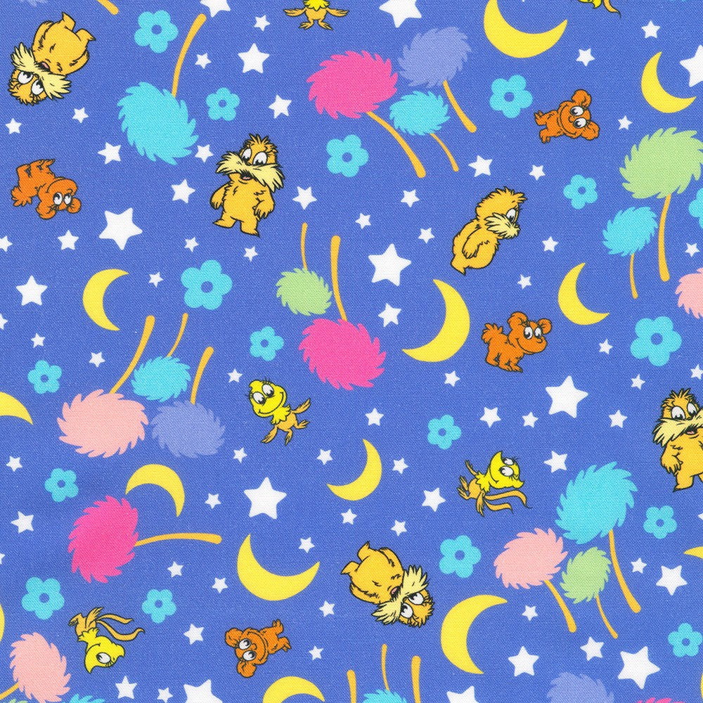 Little Seuss Quilt Fabric - The Lorax in Periwinkle - ADED-23529-61 PERIWINKLE