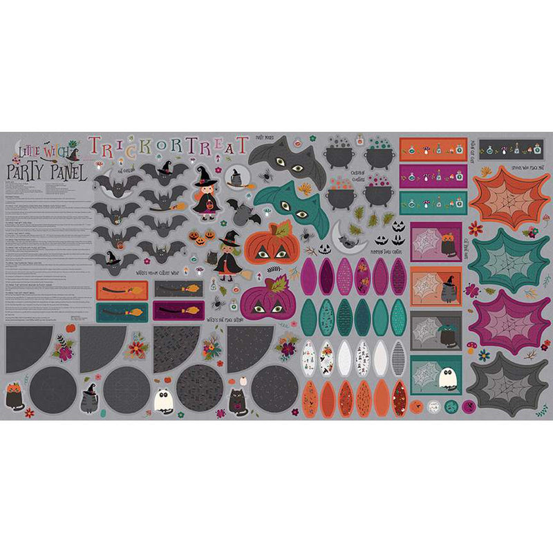 Little Witch Quilt Fabric - Felt Party Panel - FT14567-PANEL - SOLD AS A 36" x 69" PANEL - 100% POLYESTER