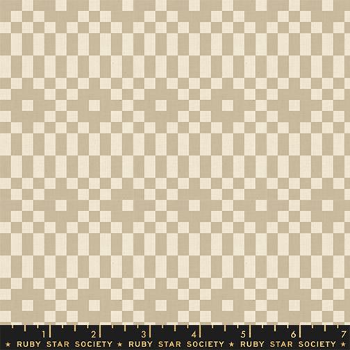 Lofi Linens Quilt Fabric by Ruby Star Society - Bitmapped in Khaki - RS1136 21CL - 15% LINEN/85 % COTTON