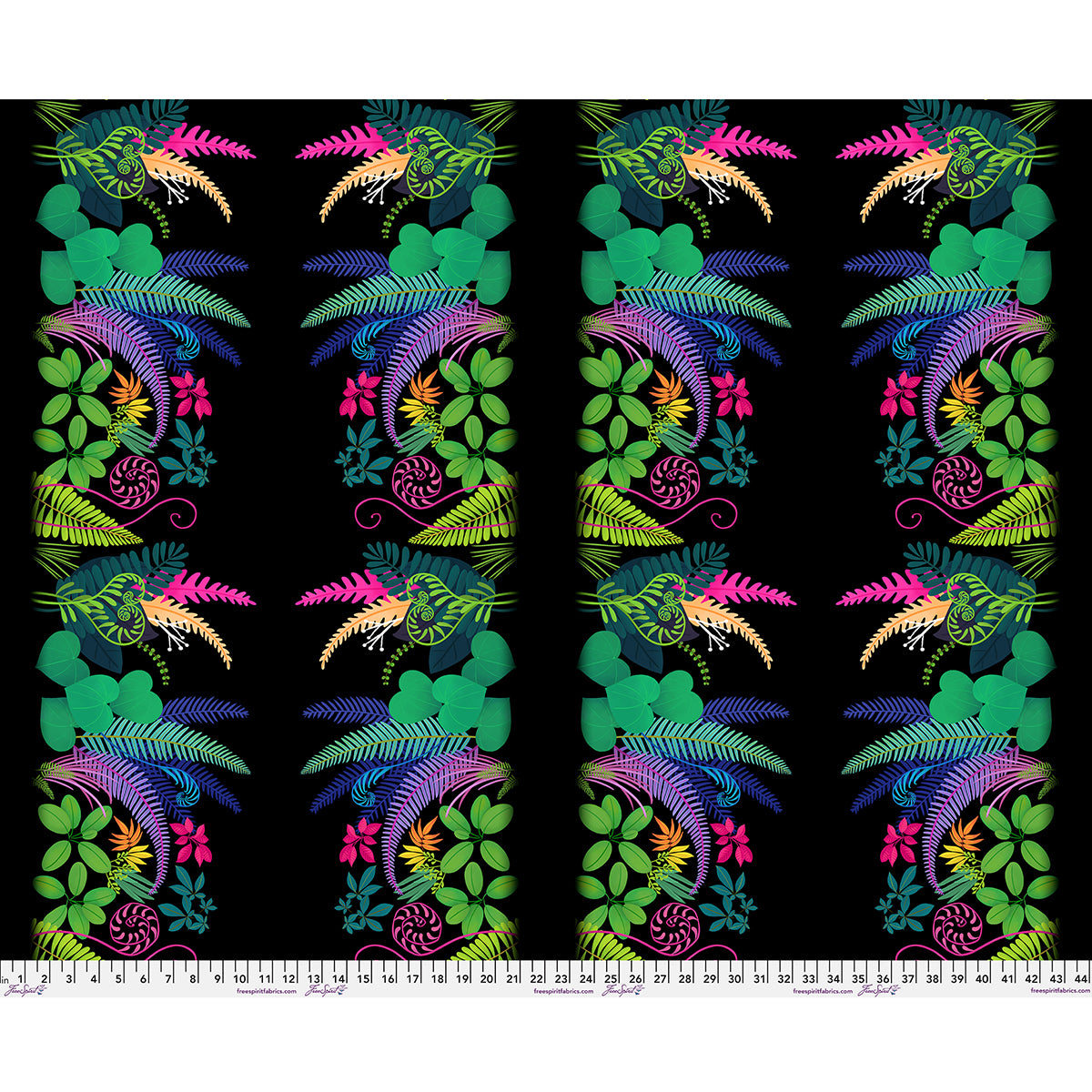 Love Under the Stars Quilt Fabric - Fern Curl Border in Black - PWKT062.XBLACK