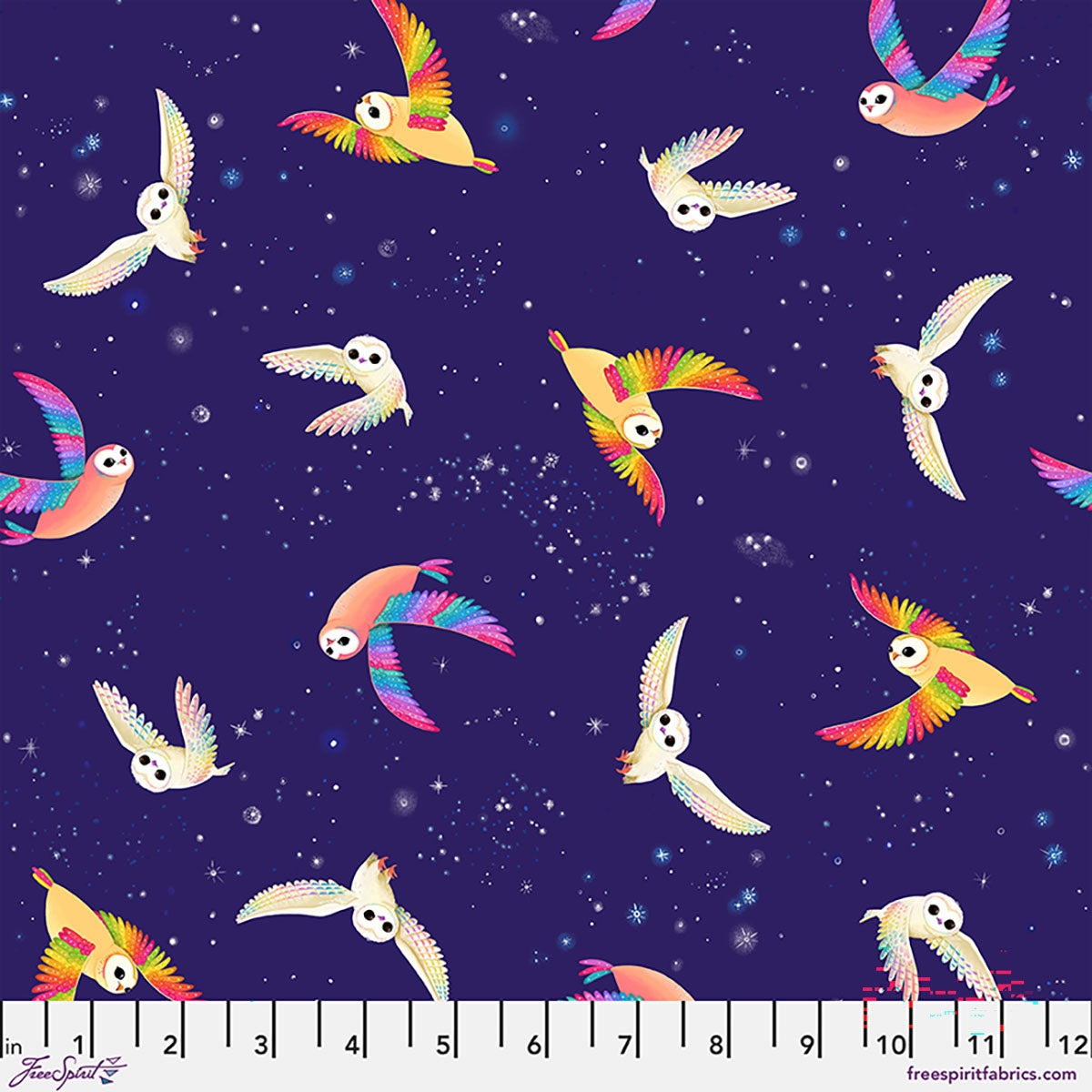 Love Under the Stars Quilt Fabric - Midnight Owls in Violet - PWKT053.XVIOLET