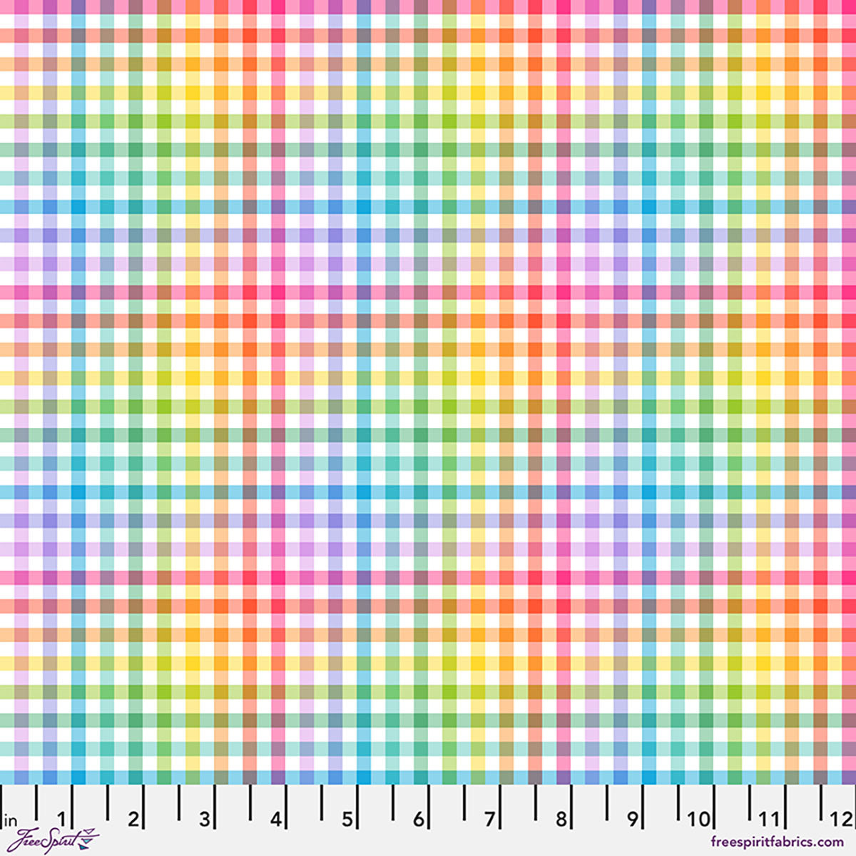 Love Under the Stars Quilt Fabric - Rainbow Gingham in Multi - PWKT060.XMULTI