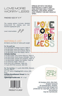Love More Worry Less Quilt Pattern from Zen Chic - ZC LMQP