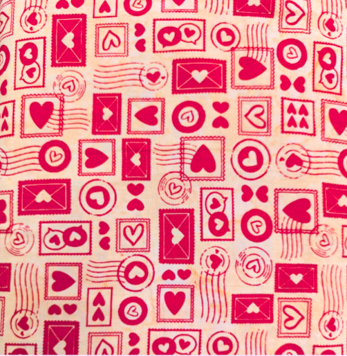 Love Notes Batik Quilt Fabric - Love Stamp in Pale Apricot Pink - 83322-15