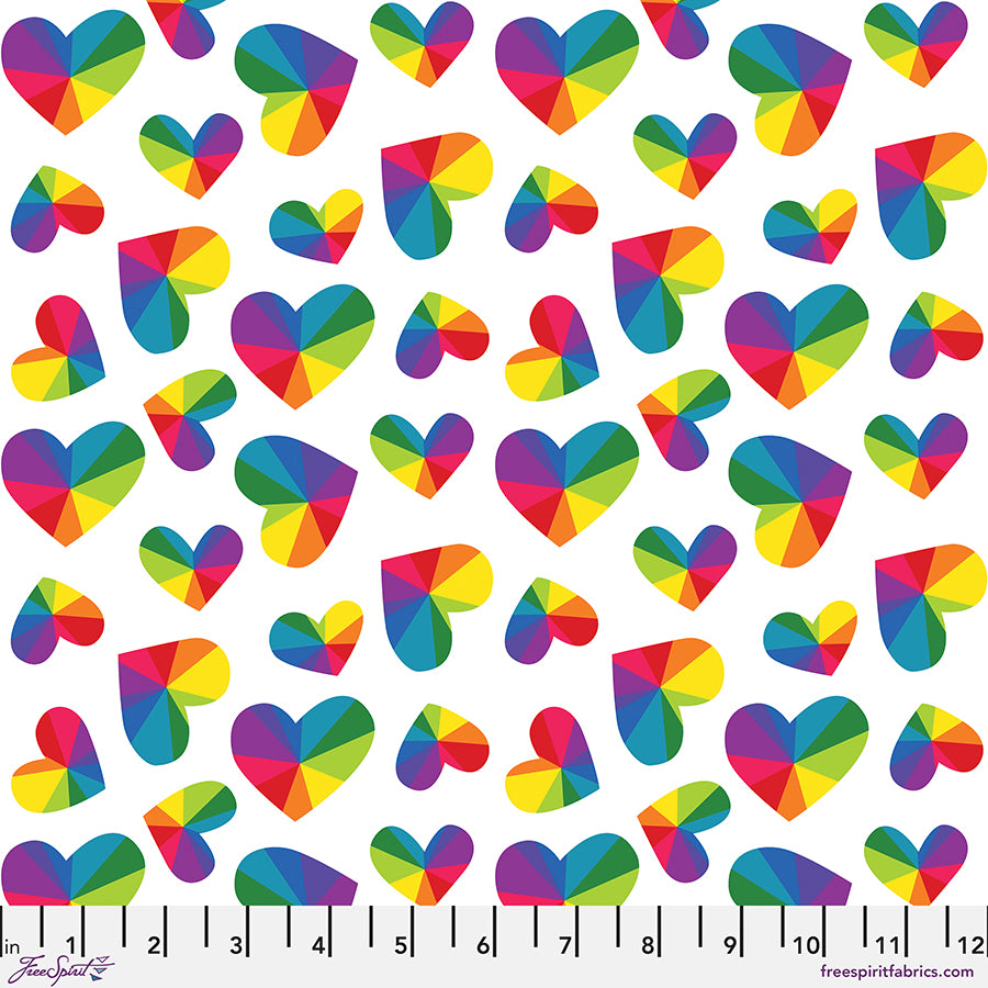 Love in the Wild Quilt Fabric - Love Everywhere Hearts in White Multi - PWKT037.XWHITE