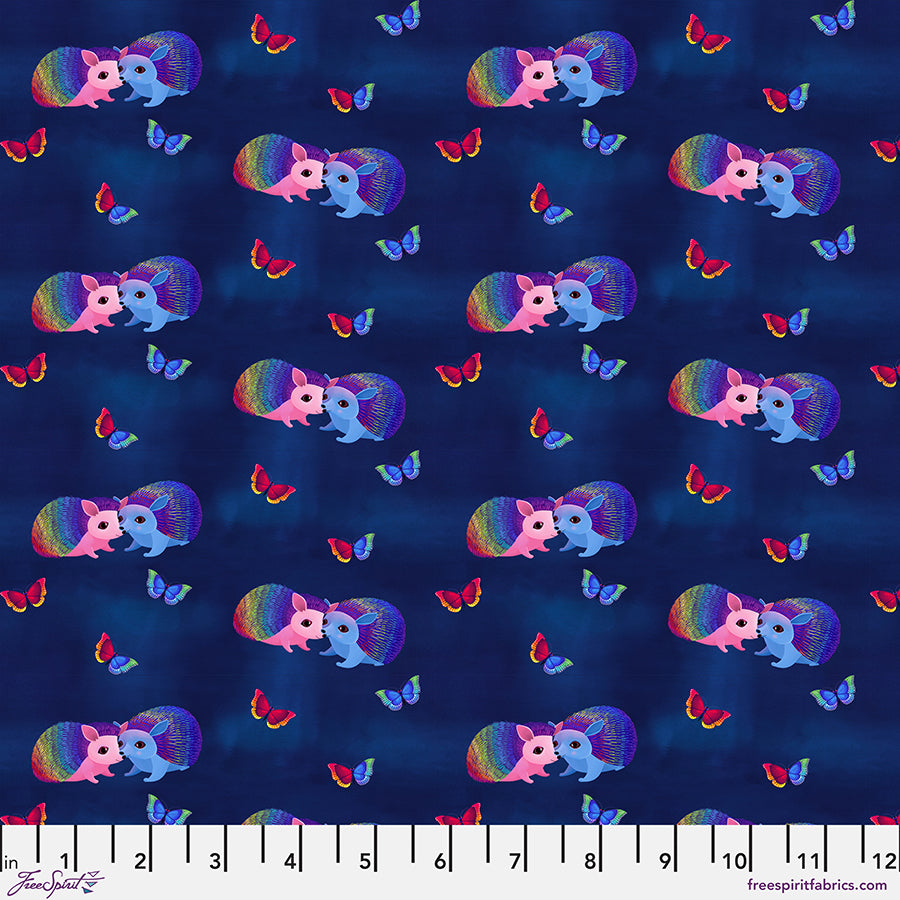 Love in the Wild Quilt Fabric - Love Bright Hedgehogs in Navy Blue/Multi - PWKT041.XNAVY