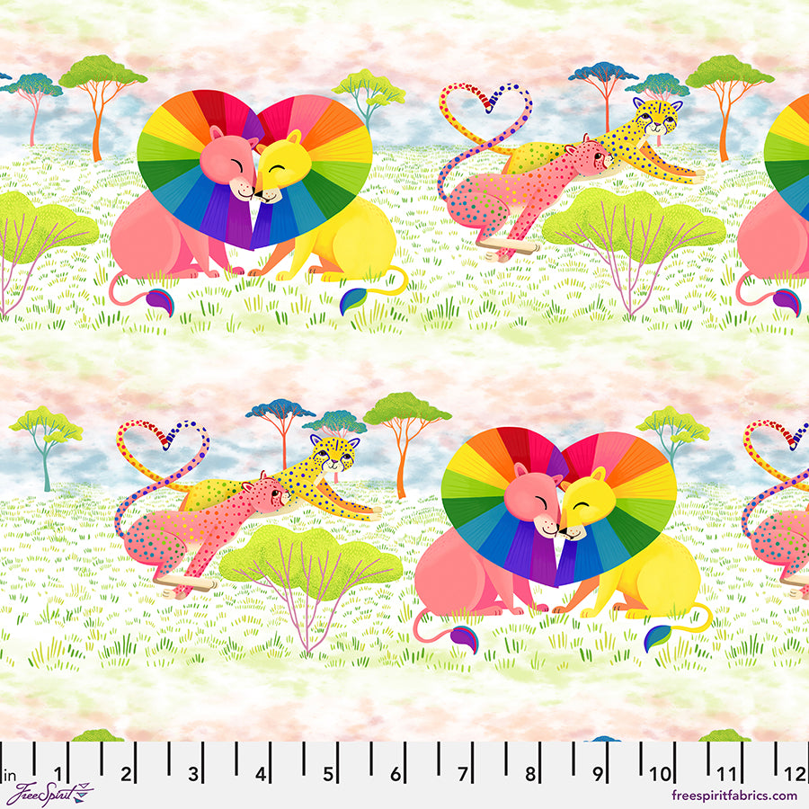 Love in the Wild Quilt Fabric - Love in the Savanna Lions in Multi - PWKT042.XMULTI