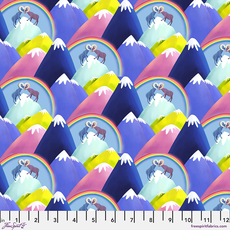 Love in the Wild Quilt Fabric - Love on the Snow Top Mountain Goats in Multi - PWKT045.XMULTI