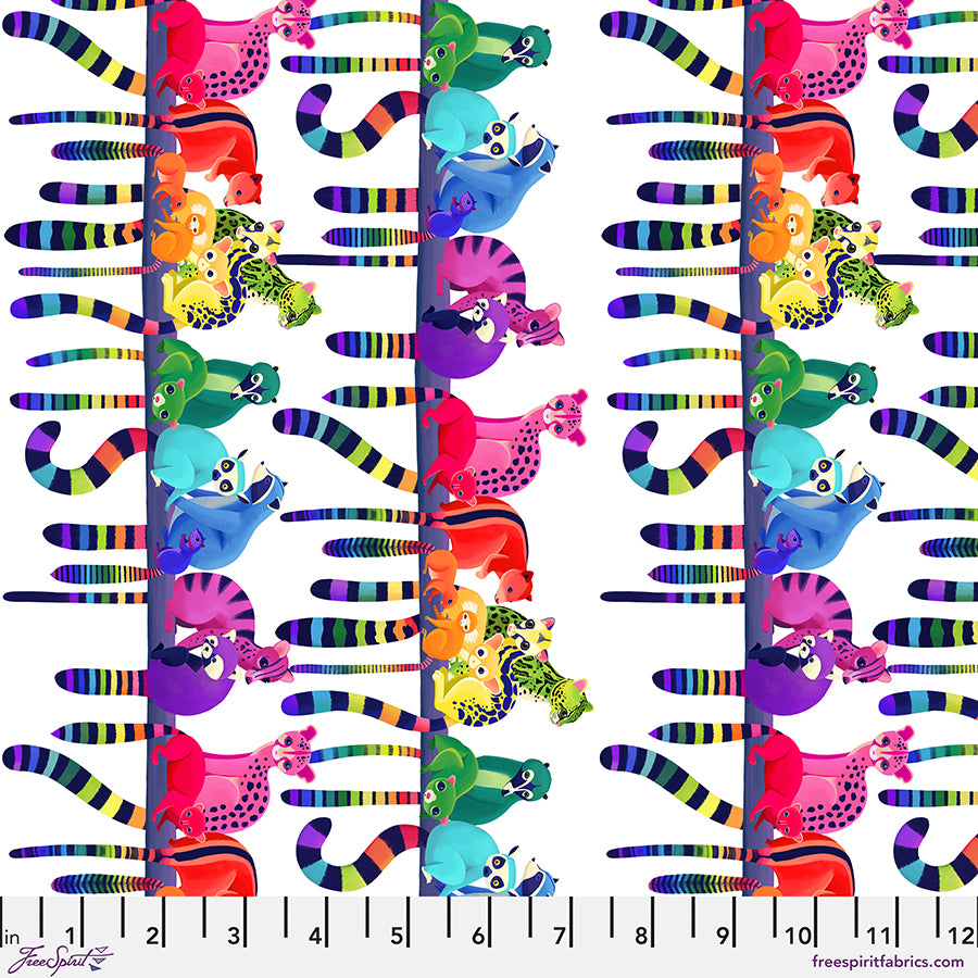 Love in the Wild Quilt Fabric - Ringtail Love Day in White/Multi - PWKT040.XWHITE