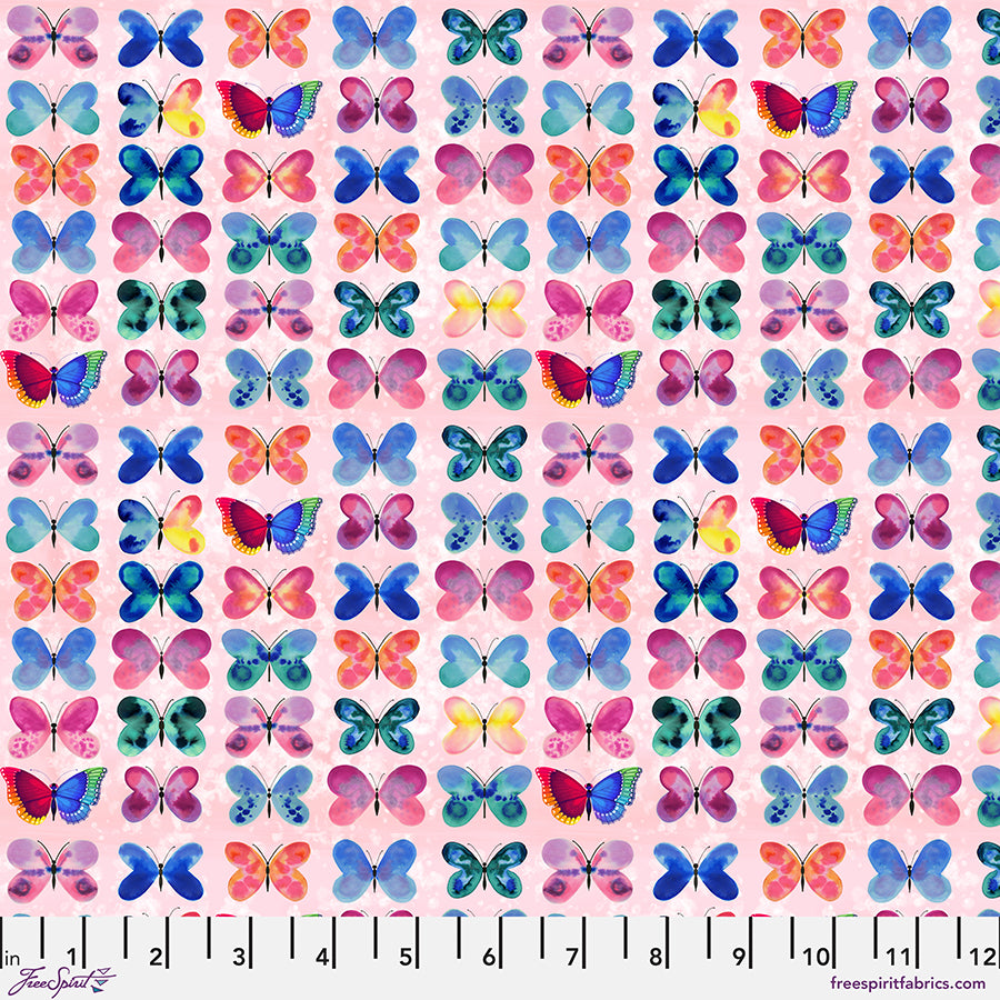Love in the Wild Quilt Fabric - Sweet Wing Love Butterflies in Pink - PWKT035.XPINK