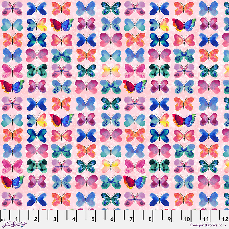Love in the Wild Quilt Fabric - Sweet Wing Love Butterflies in Pink - PWKT035.XPINK