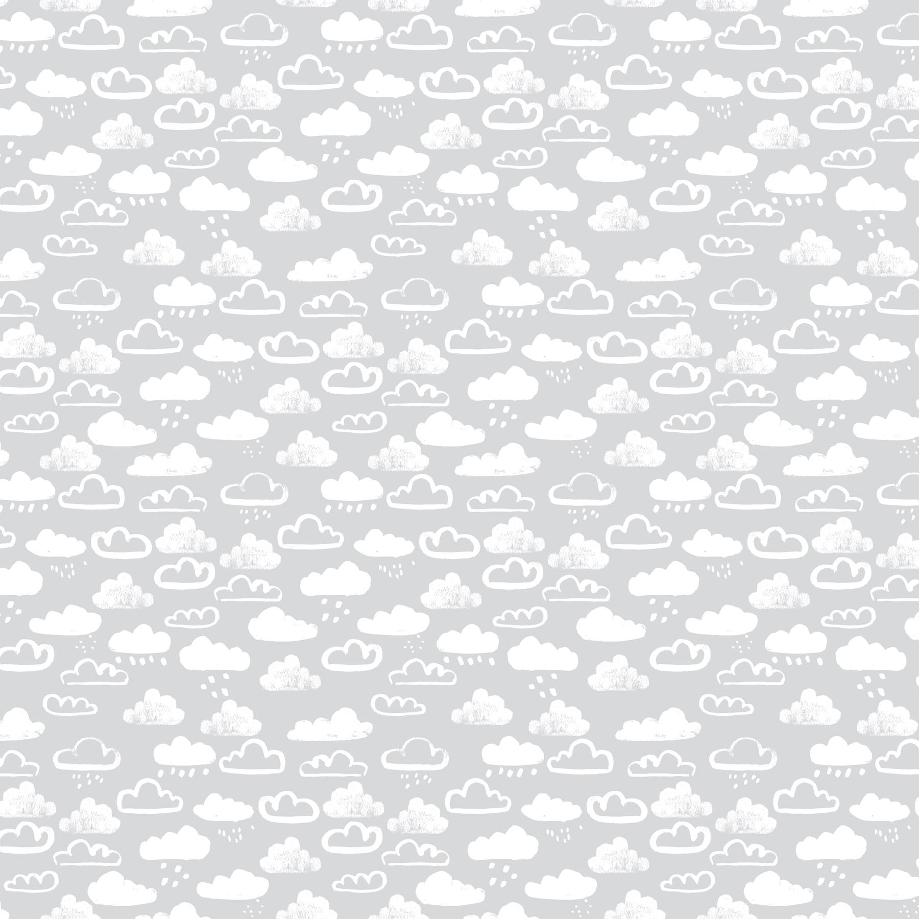 Lucky Day Quilt Fabric - Clouds in Gray - F90968-90 - COTTON FLANNEL