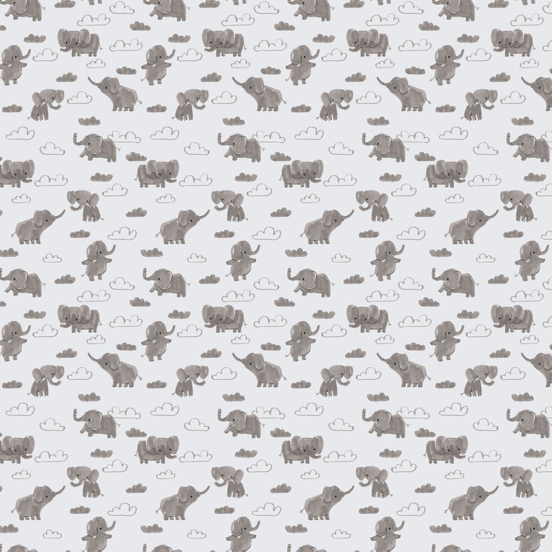 Lucky Day Quilt Fabric - Elephants in Gray - F90966-90 - COTTON FLANNEL