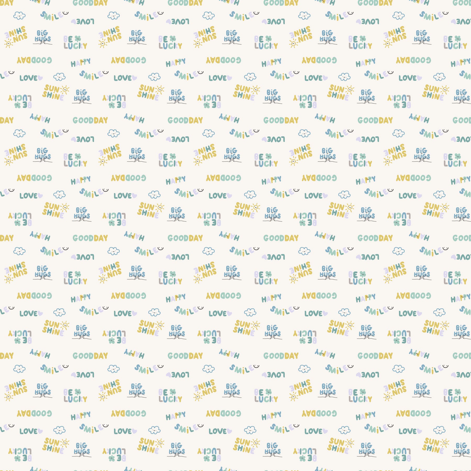 Lucky Day Quilt Fabric - Lucky in Cream - F90971-11 - COTTON FLANNEL