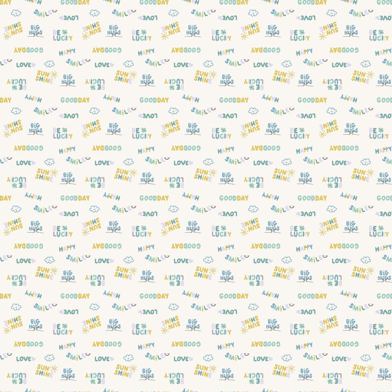 Lucky Day Quilt Fabric - Lucky in Cream - F90971-11 - COTTON FLANNEL