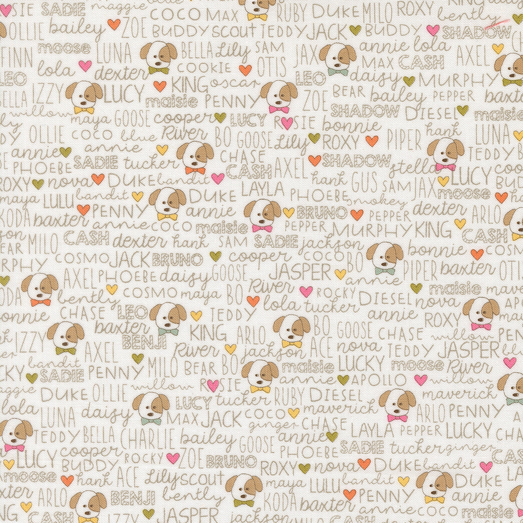 Lucky Quilt Fabric - Buddies Dog Names in Cloud/Multi - 55702 11