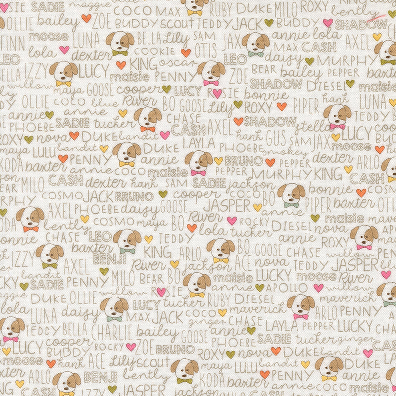 Lucky Quilt Fabric - Buddies Dog Names in Cloud/Multi - 55702 11