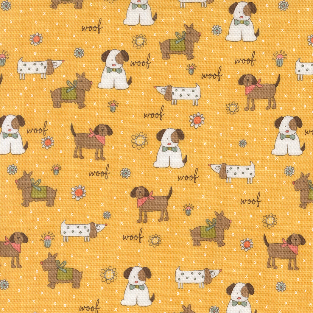Lucky Quilt Fabric - Puppy Parade in Sun Yellow - 55700 14