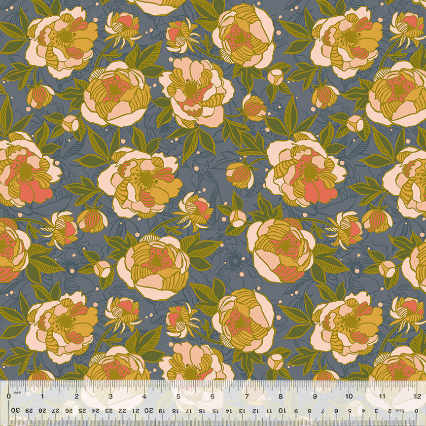 Lush Life Quilt Fabric - Wild Peonies in Periwinkle Blue - 54713-4