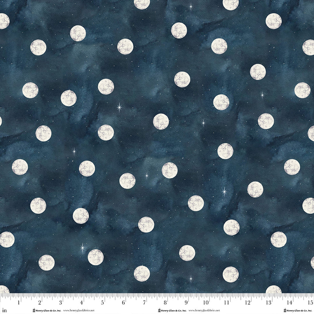 Magical Desert Quilt Fabric - Moons in Midnight Blue - 2077-74