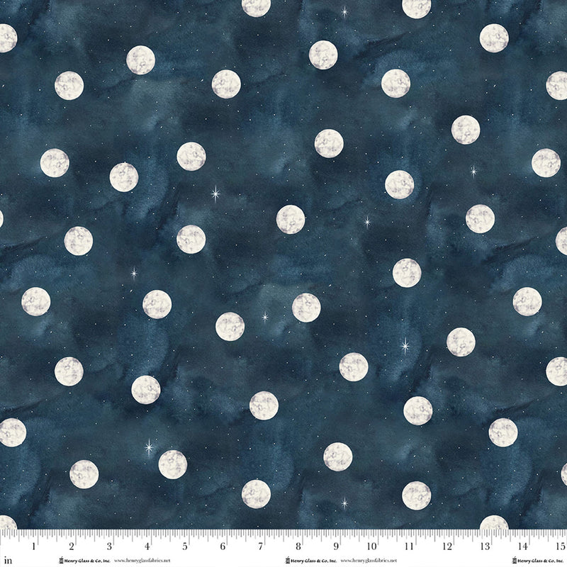 Magical Desert Quilt Fabric - Moons in Midnight Blue - 2077-74