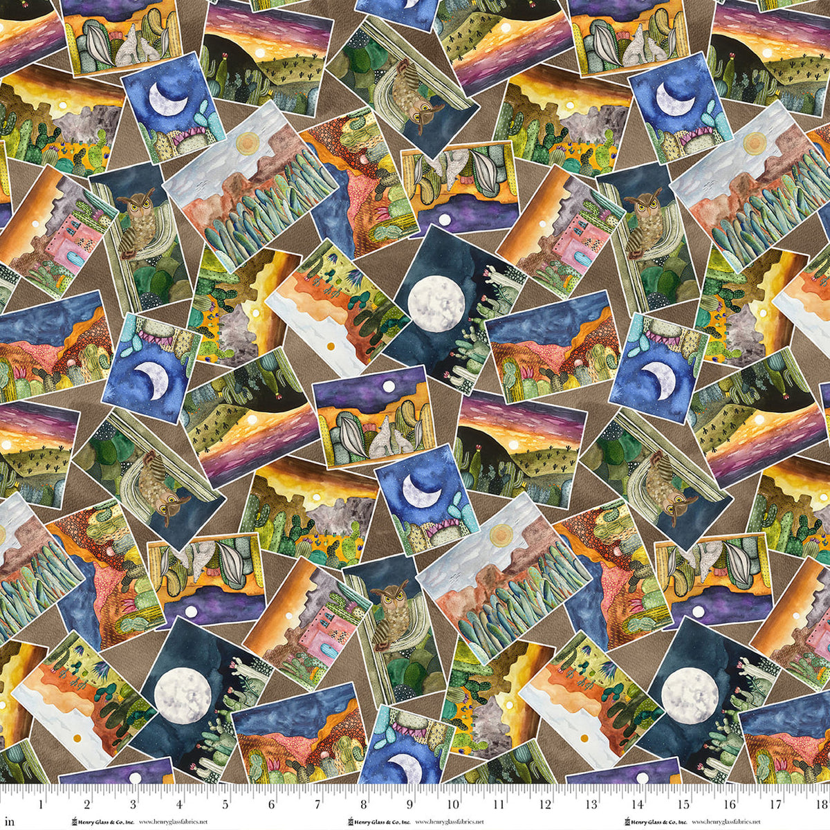Magical Desert Quilt Fabric - Postcards in Mocha Multi - 2082-38