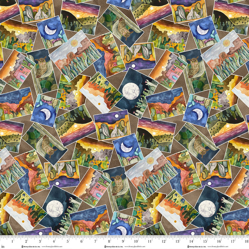 Magical Desert Quilt Fabric - Postcards in Mocha Multi - 2082-38
