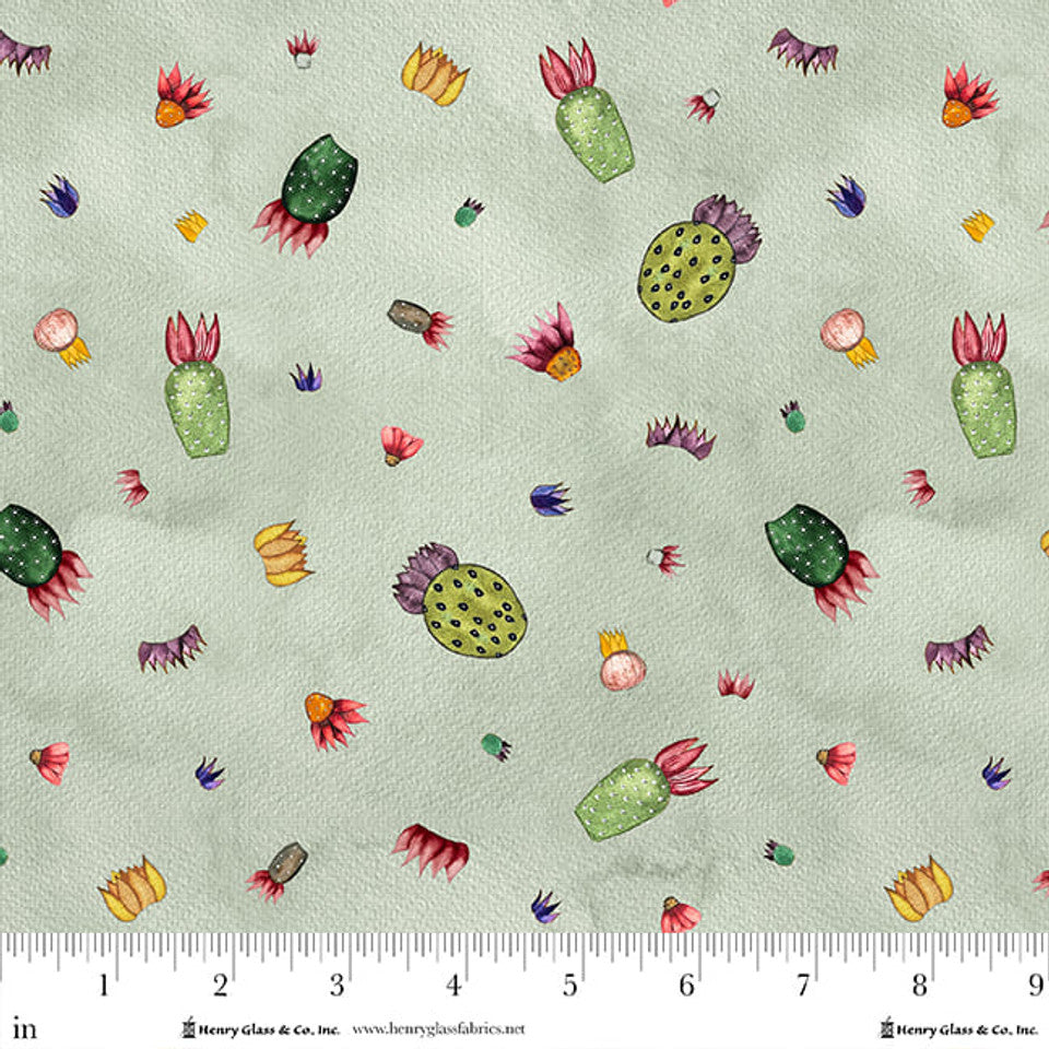 Magical Desert Quilt Fabric - Tossed Cactus in Sage Green - 2076-61