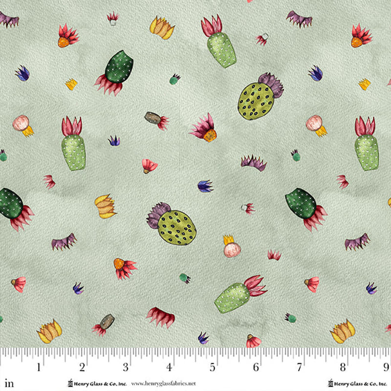 Magical Desert Quilt Fabric - Tossed Cactus in Sage Green - 2076-61