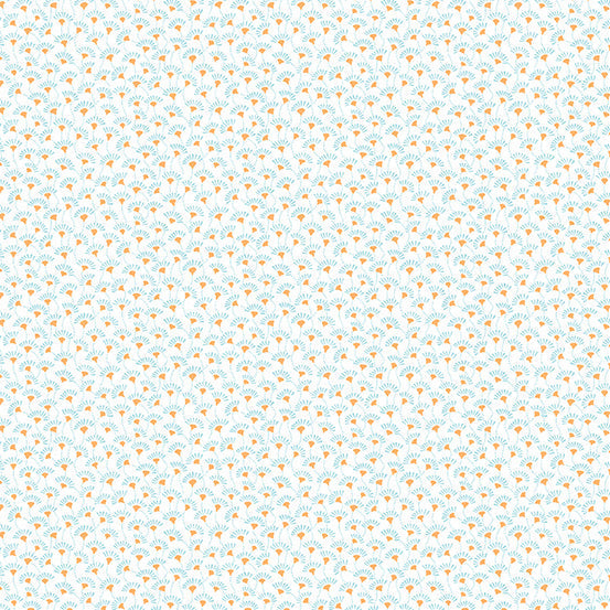 Magnolia Quilt Fabric - Fan Flower in Light Blue  - A-858-LB