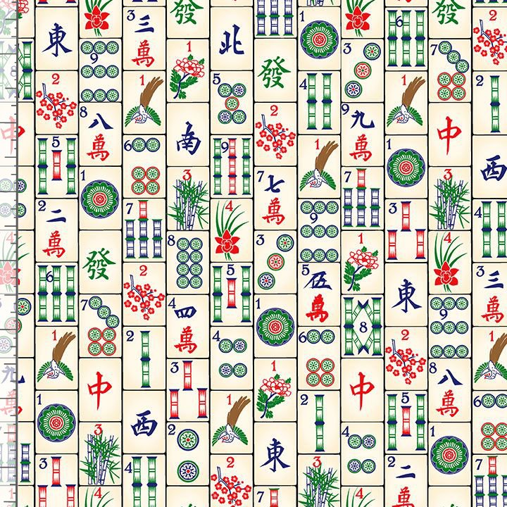 Mahjong Quilt Fabric - Majong Tiles in Majong Multi - FUN-CD4816 MAHJONG