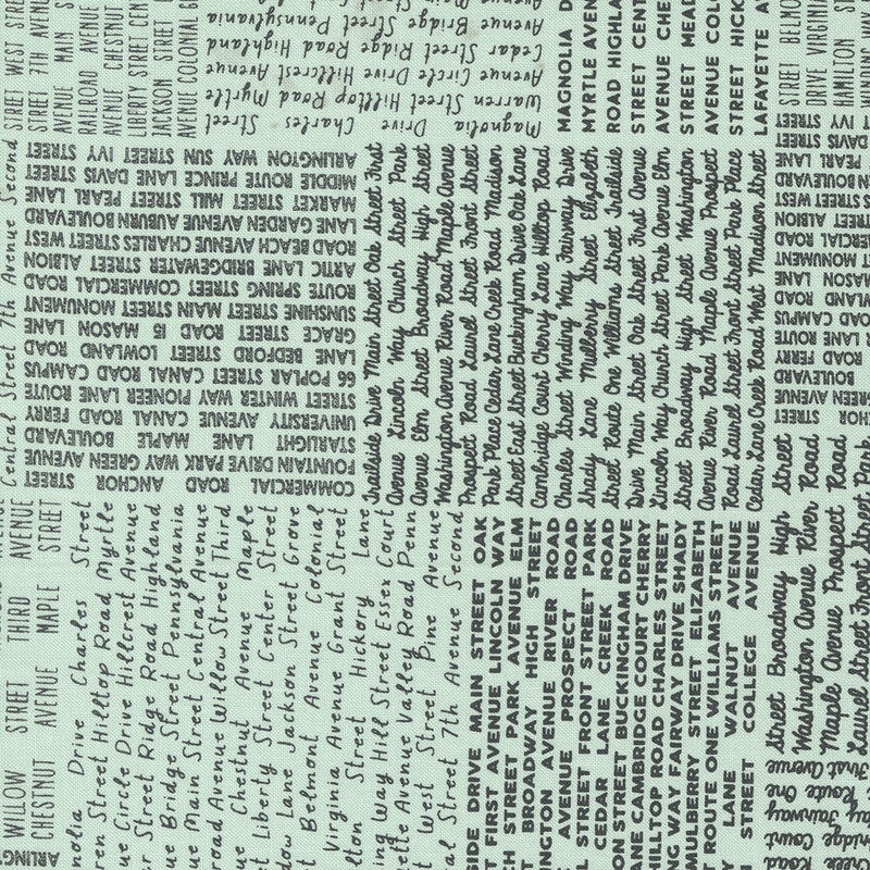 Main Street Quilt Fabric - In the News Text in Sky Aqua - 55641 22