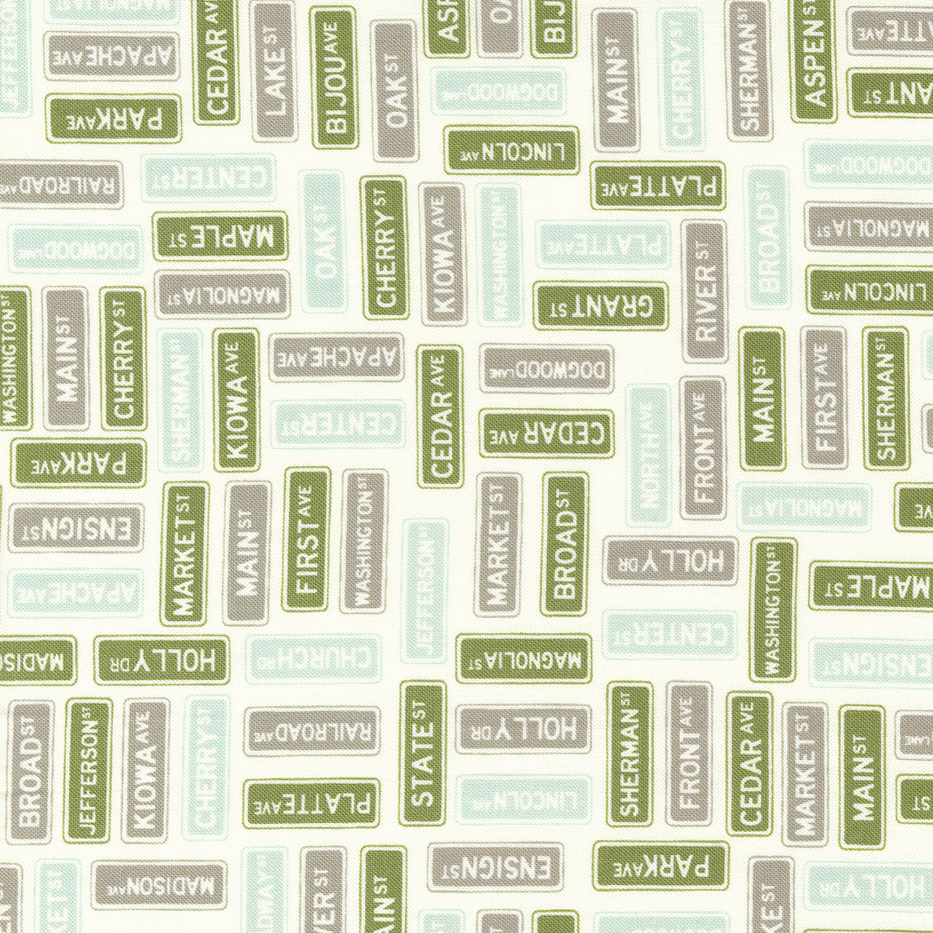 Main Street Quilt Fabric - Street Signs in Vanilla Cream/Multi - 55643 11