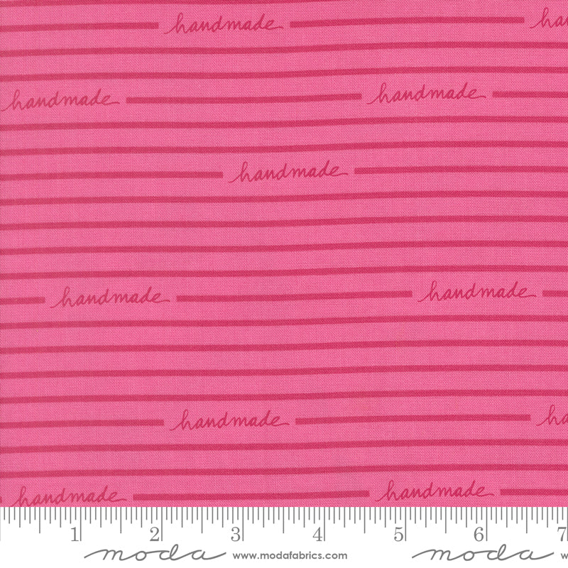 Maker's Delight Quilt Fabric - Handmade Stripe in Peony - 28103 18