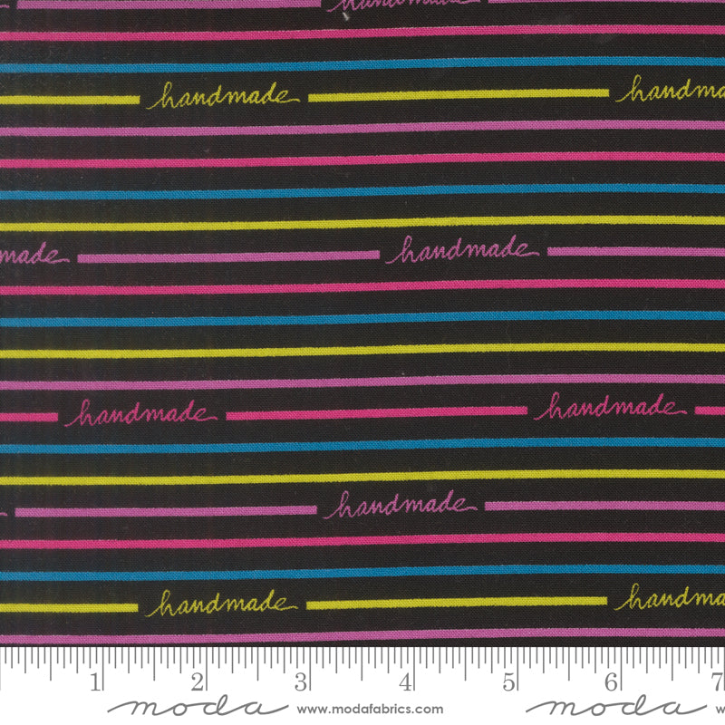 Maker's Delight Quilt Fabric - Handmade Stripe in Super Black - 28103 23