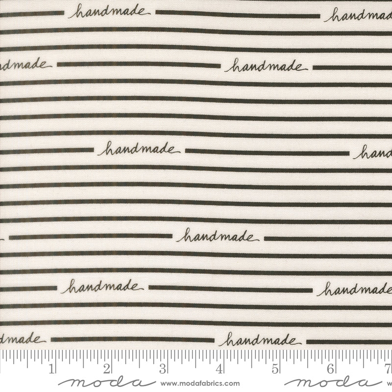 Maker's Delight Quilt Fabric - Handmade Stripe in White/Black (Off White) - 28103 11