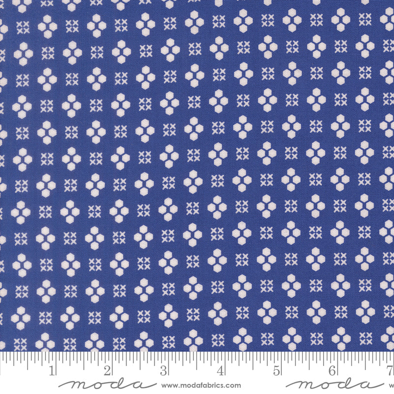 Maker's Delight Quilt Fabric - Handwork in Regatta Blue - 28104 13