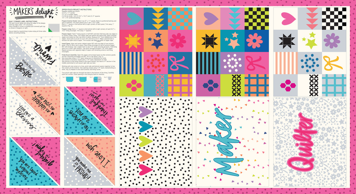 Maker's Delight Quilt Fabric - Project Panel - 28108 11 - SOLD AS A 24" PANEL