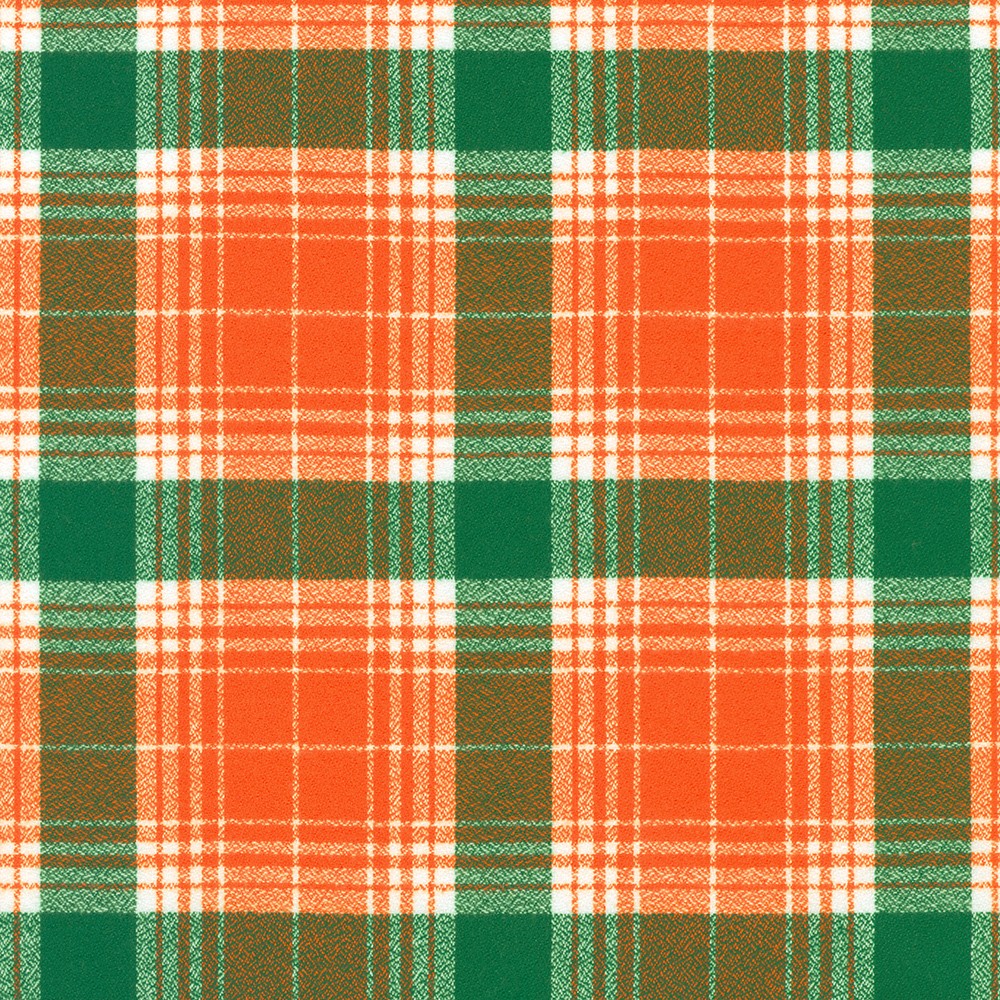 Mammoth Flannel Game Day Quilt Fabric - Orange Plaid (Orange/Green) - SRKF-24168-8 ORANGE