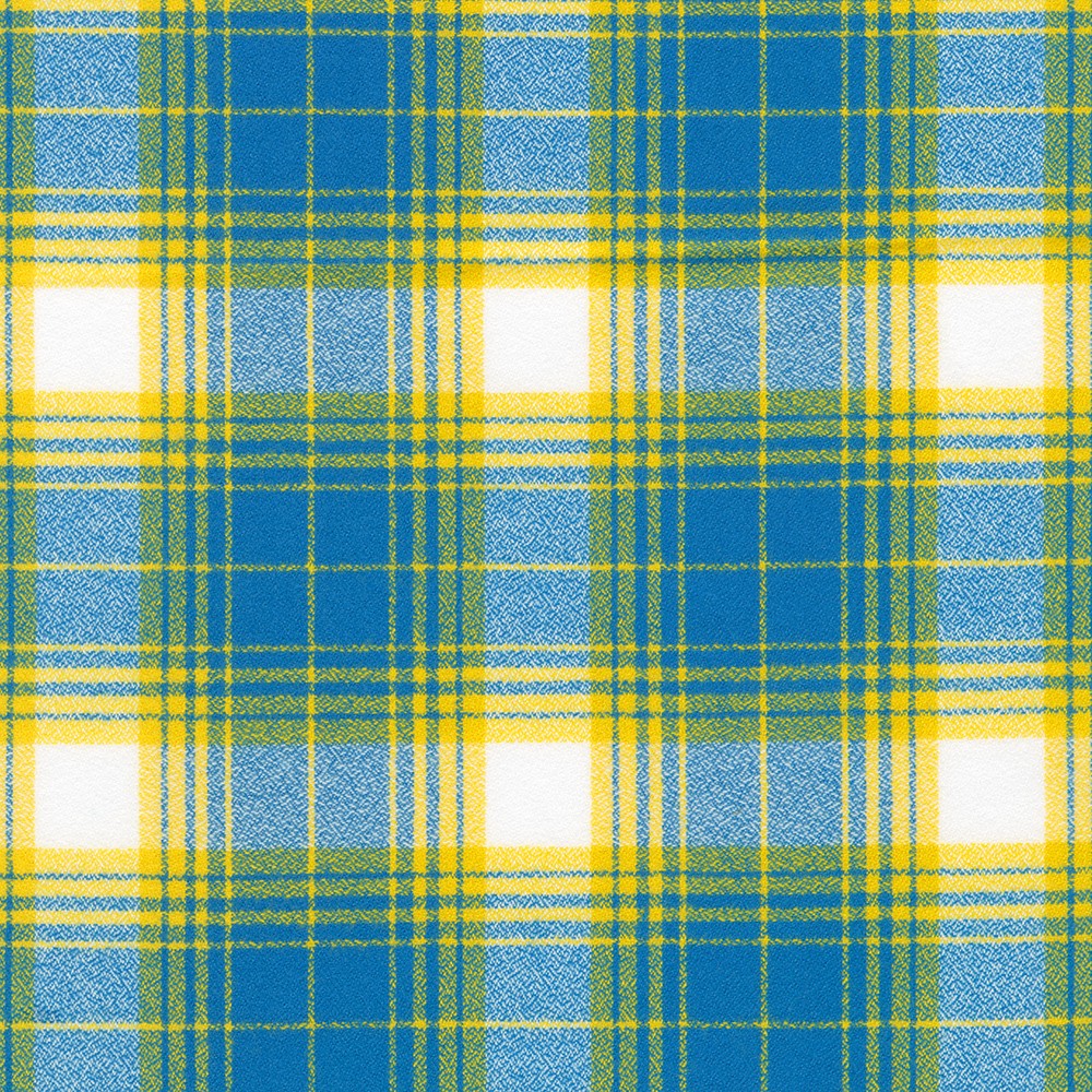 Mammoth Flannel Game Day Quilt Fabric - Pool Plaid (Blue/Yellow) - SRKF-24168-370 POOL