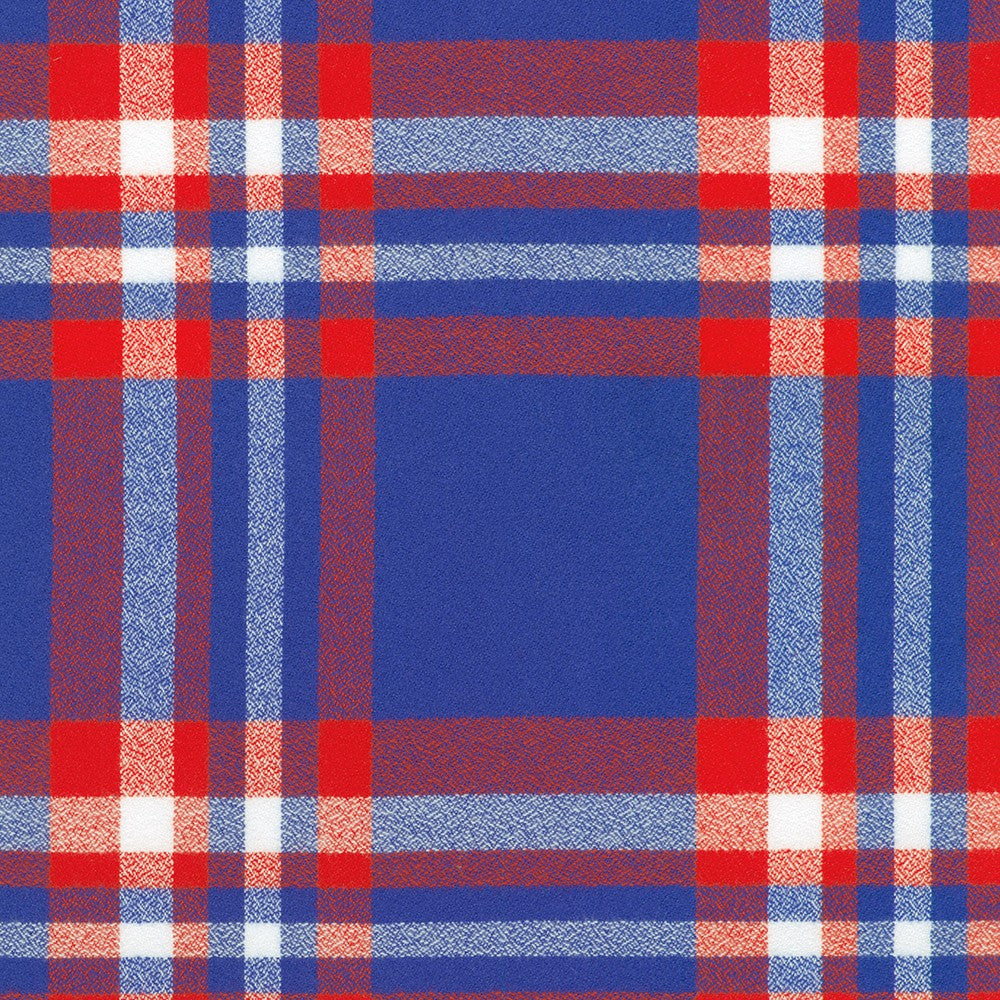 Mammoth Flannel Game Day Quilt Fabric - Royal Blue Plaid (Blue/Red) - SRKF-24167-313 ROYAL BLUE