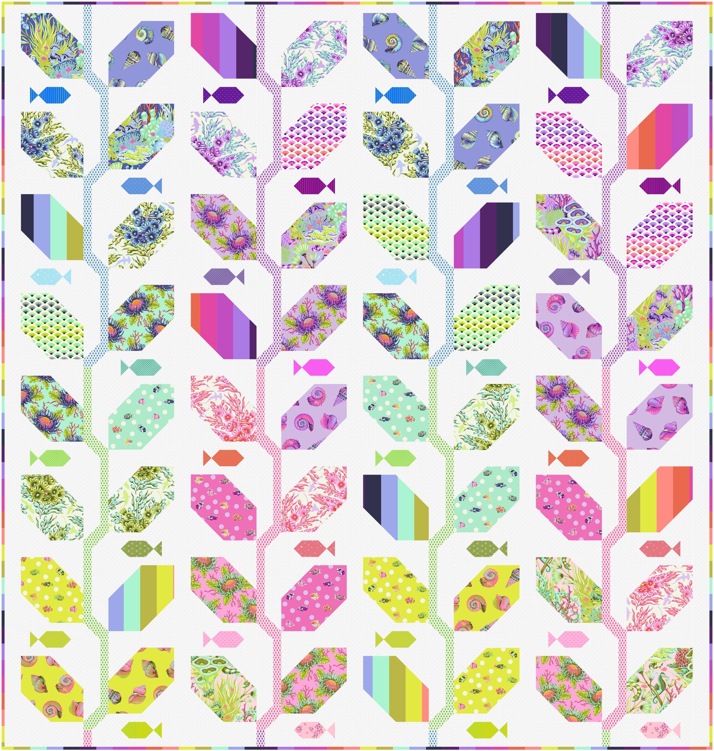Marine Meadow Quilt Kit - featuring Floral Reef by Tula Pink - 85" x 90" - KIT2QTTP.MARINE