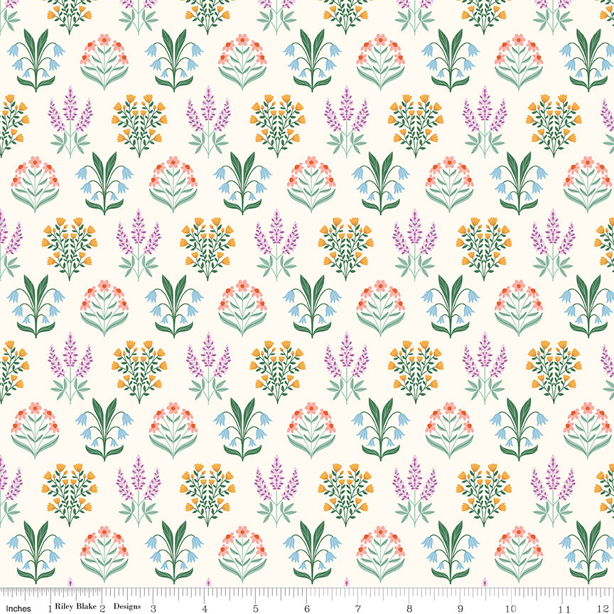 Meadow Moments Quilt Fabric - Main Floral in Mint Green - C17230-MINT