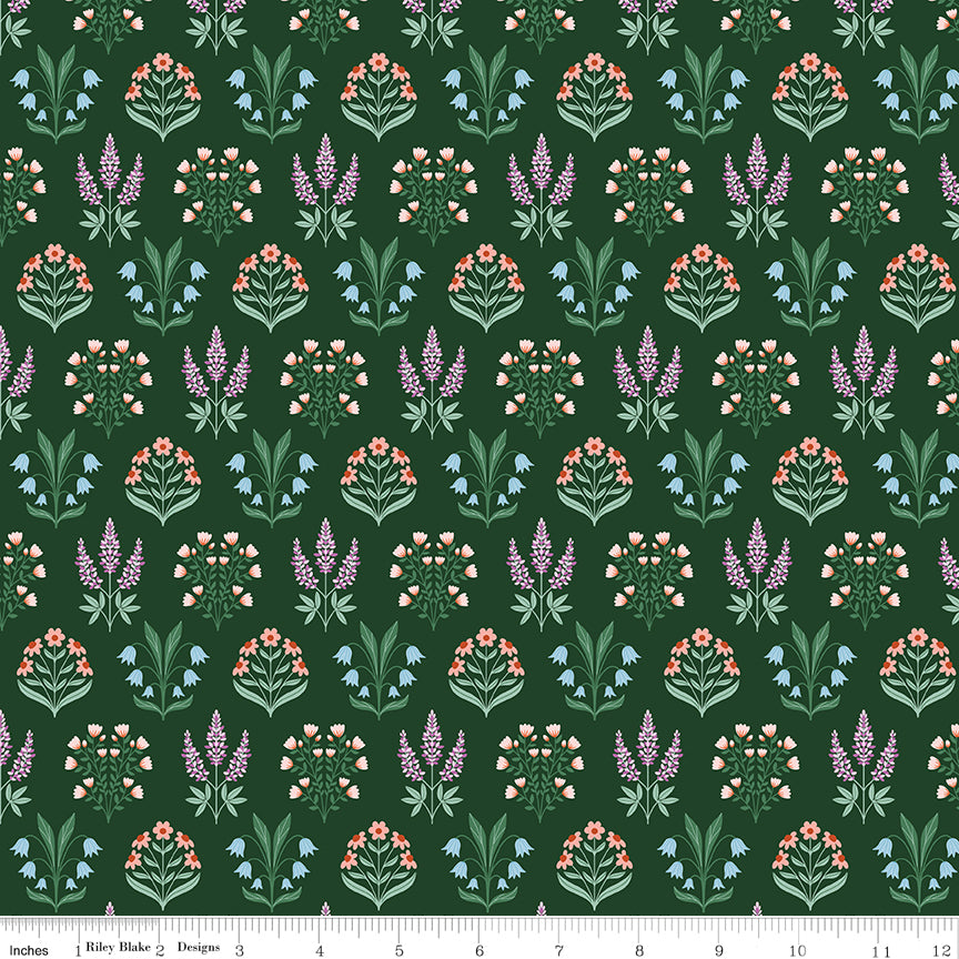 Meadow Moments Quilt Fabric - Blossom Trail in Forest Green - C17233-FOREST