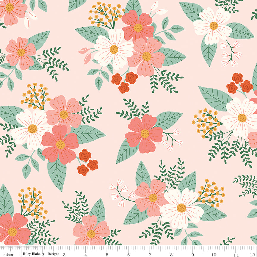 Meadow Moments Quilt Fabric - Main Floral in Pink - C17230-PINK
