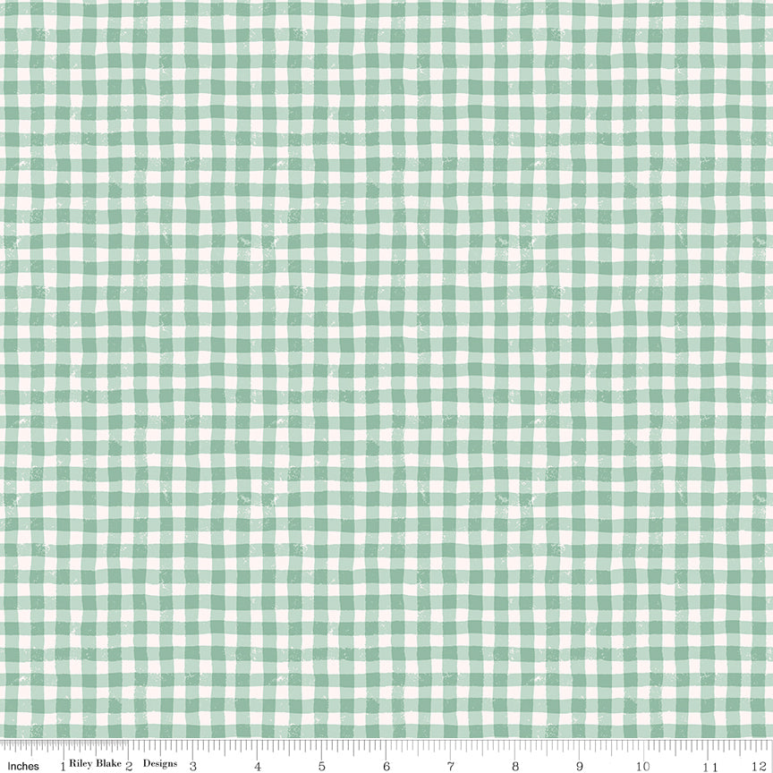 Meadow Moments Quilt Fabric - Summer Gingham in Mint Green - C17237-MINT