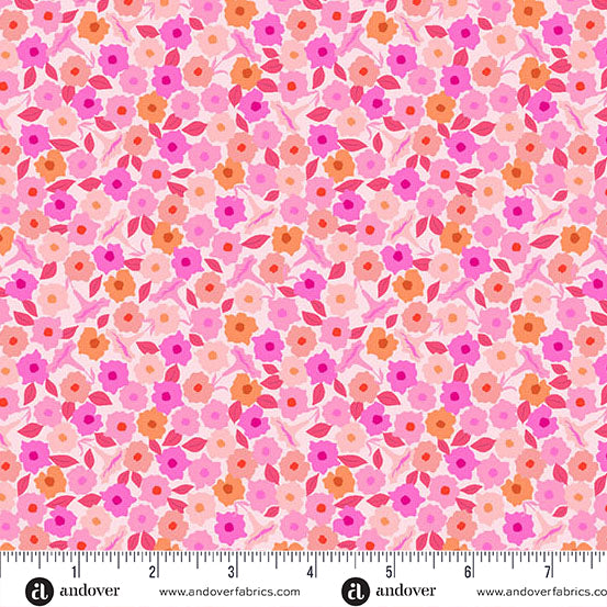 Memories Unfold Quilt Fabric - Floret in Pink - A-1428-LE