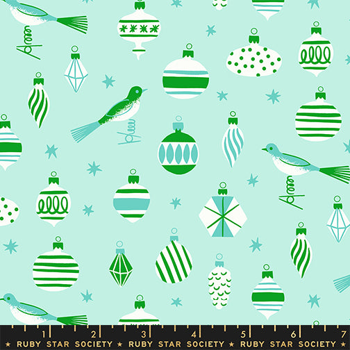 Merry Happy Quilt Fabric by Ruby Star Society - Baubles in Mint Aqua - RS3098 14
