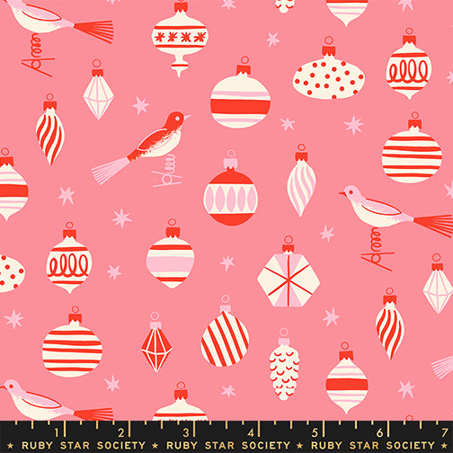 Merry Happy Quilt Fabric by Ruby Star Society - Baubles in Sorbet Pink - RS3098 11